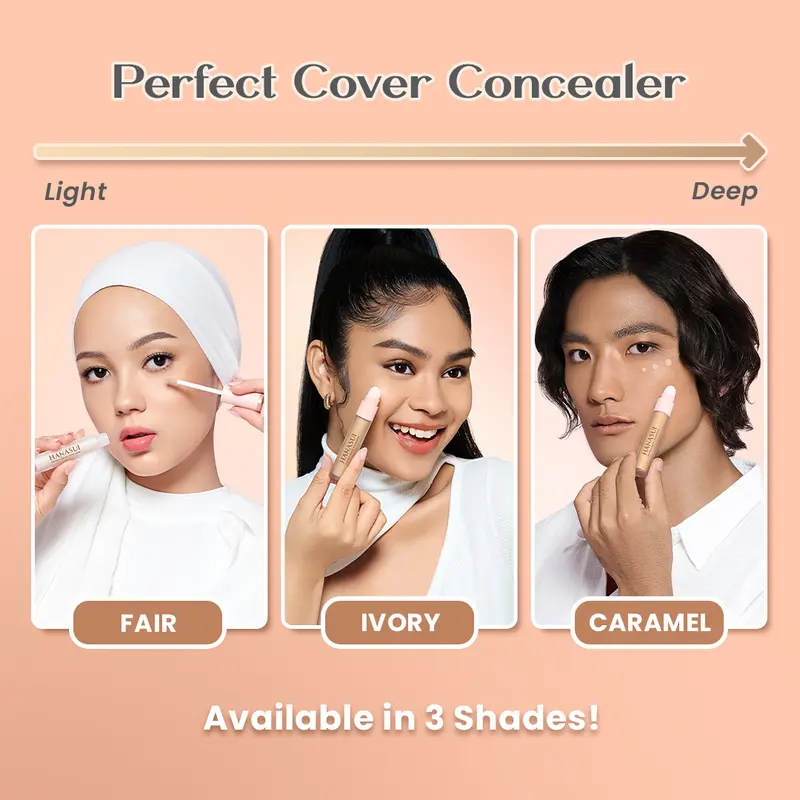 Hanasui Perfect Cover Concealer - Liquid Concealer Perfect Coverage Creaseless Blur Skin in 1 Swatch Ringan & Buildable 3