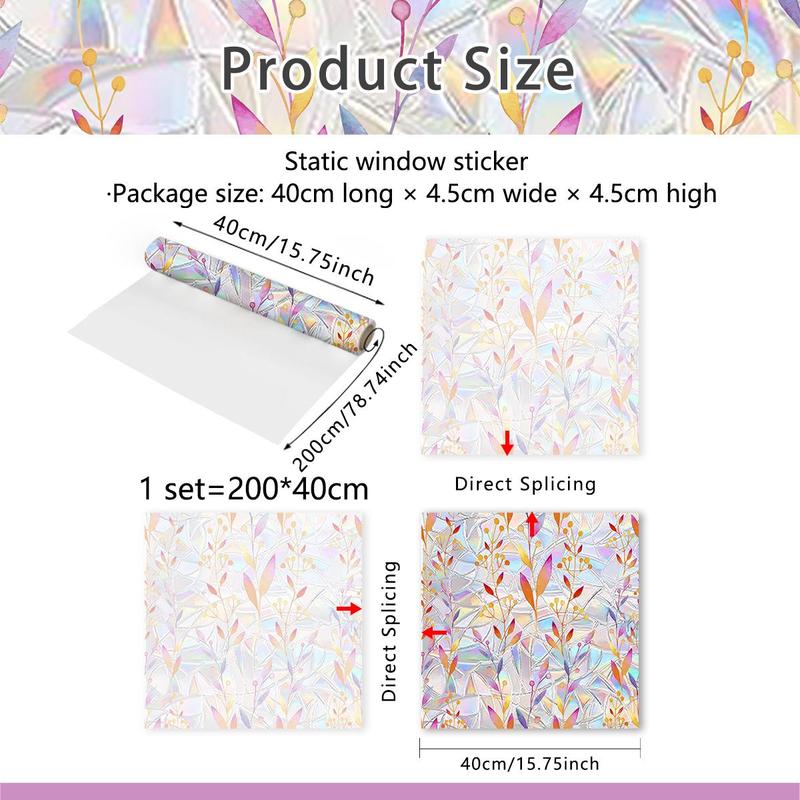 Leaf Pattern Window Sticker, 1 Roll Creative Static Window Sticker, Double Sided Visible Window Glass Decoration Sticker 3