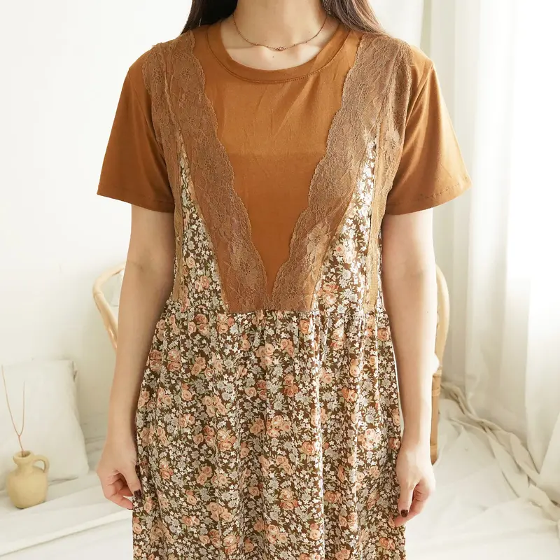 [Basica Moda] 18440 Gaun Dress Midi Wanita Melicia Casual Floral 7