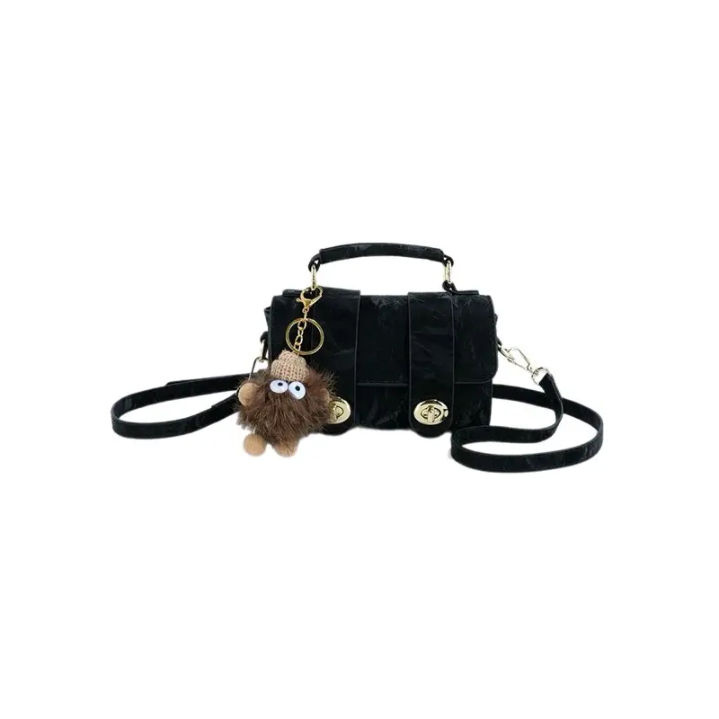 [  Hàng Đẹp]Túi xách nữ da loang 2 khuy, quai xách tay, hàng đẹp tặng kèm gấu xinh Bag Kem M 205 2