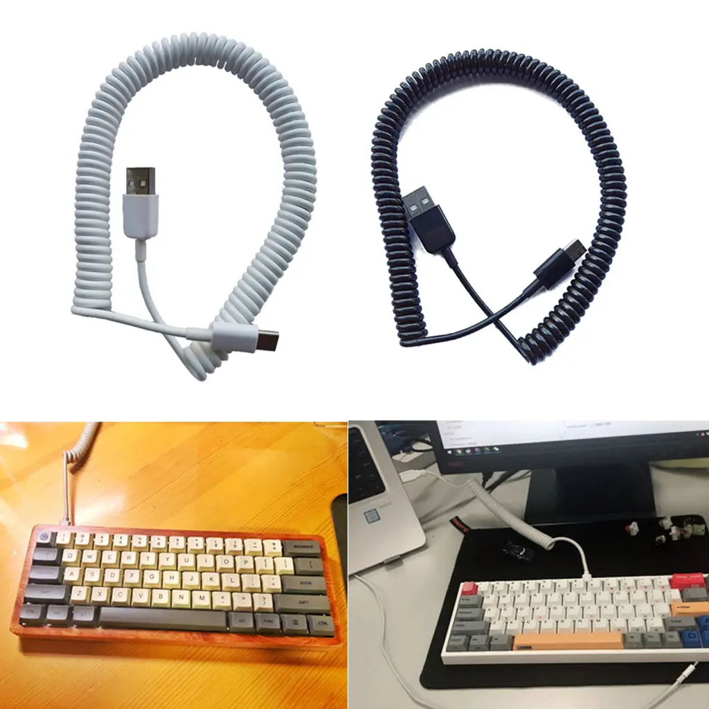 Dây Cáp Xoăn Loại C, Siliy, Bàn phím Cơ GH60, Cáp USB Loại C đến USB, Thích hợp cho Bộ Bàn phím GH60 Poker, Tự làm
