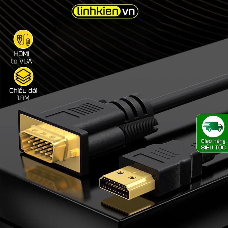Cáp chuyển HDMI sang VGA Chiều Dài 1.8m Chất Lượng 1080P 60FPS Cho Tivi Máy Chiếu Laptop
