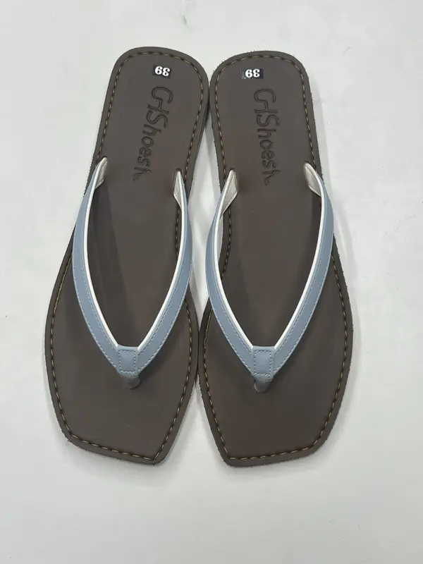 GHShoes VD10 - Dép nữ kẹp phối màu trắng đế bằng mũi vuông mùa hè  Mùa đông Trong nhà Ngoài trời DéP Sandal GiàY cờ rốc quai 5