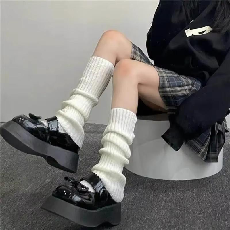 Bọc Chân Dệt Kim Lolita, 1 Đôi, Có Kích Thước 40 / 50 / 70cm, Màu Trắng Và Đen, Vớ Đan, Mũ Bọc Bốt, Quần Legging Ấm Áp, Thích Hợp Cho Mùa Thu Và Mùa Đông, Hàng Mới Về 4