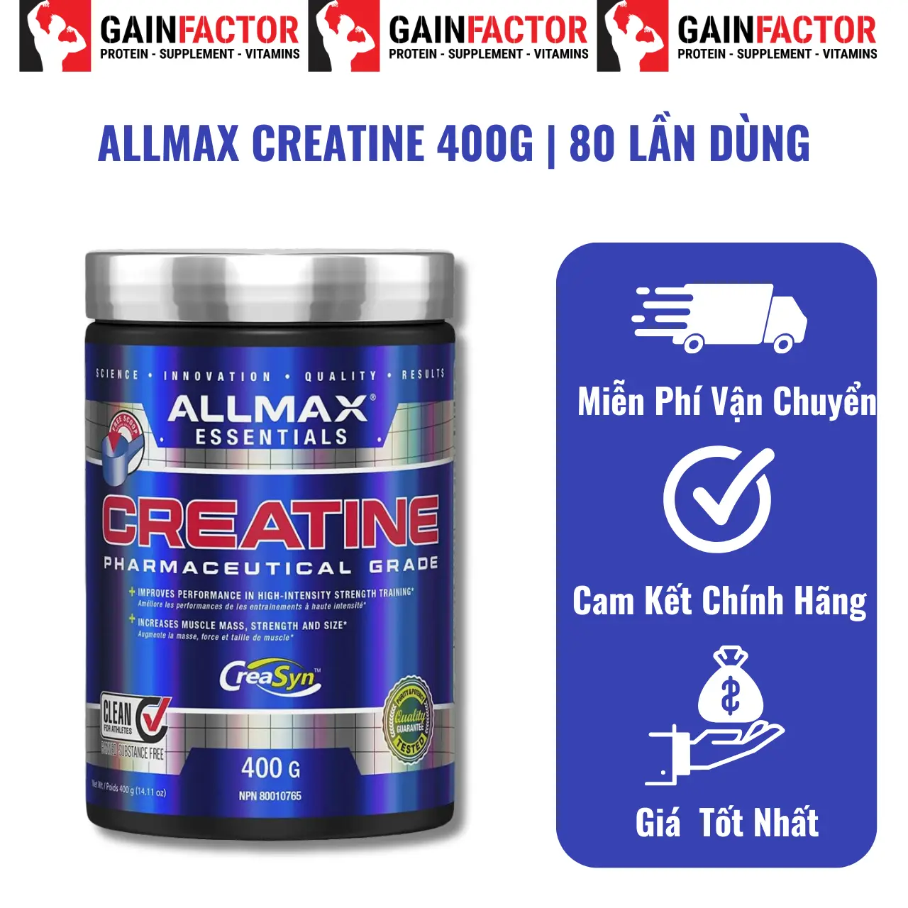 Allmax Nutrition Bột Micronized Creatine Monohydate  400g | 80 lần dùng | Nhập Mỹ