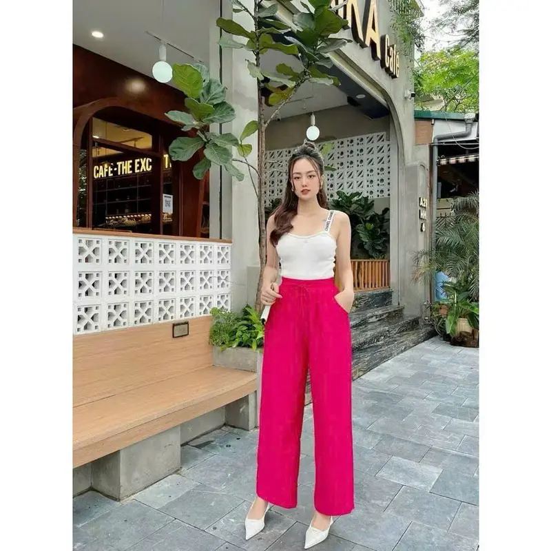 Quần Đũi Tơ Xước Quần Rộng Ống Xuông Quần Cạp Chun Size 40-73kg mặc mùa hè mát lạnh Nữ Women Pants Ong 7