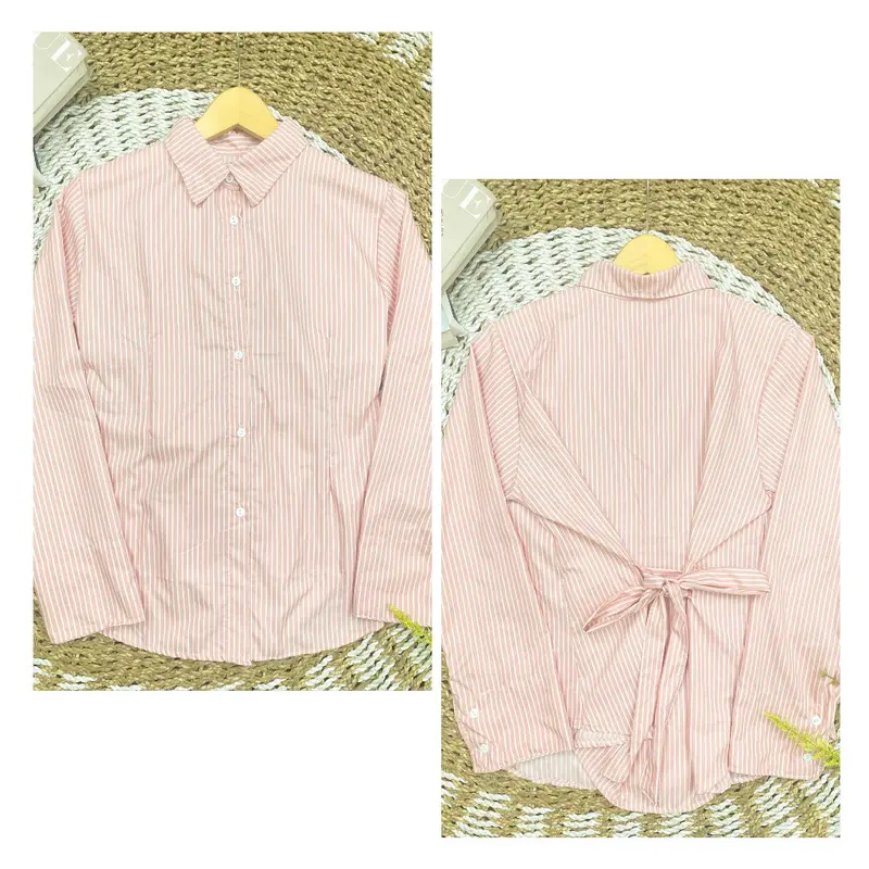 QR - RPF OOTD Shirt Stripe Slim  /Julia Top / Kemeja Slim Fit / Atasan Wanita / Fabric Cotton with two pleated on the waist (Slim Effect) / Office Fits Casual Baju 6