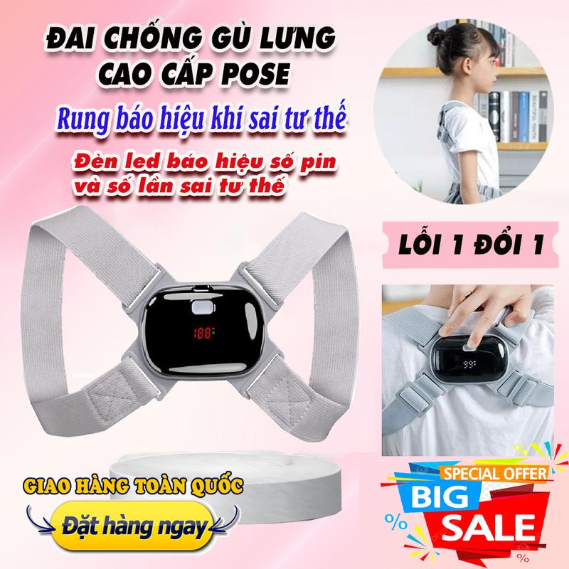 Đai Chống Gù Lưng Điện Tử  đai lưng chống gù, đai đeo chống gù cho bé, người lớn, nam, nữ, có màn hình hiện thị pin và số lần sai tư thế
