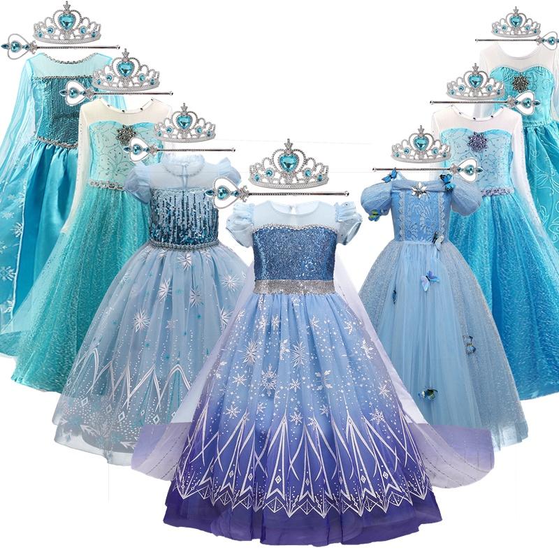 Váy Em Bé Gái Váy Công Chúa Elsa Cho Bé Gái Trang Phục Cosplay Halloween Váy Dự Tiệc Sinh Nhật Quần Áo