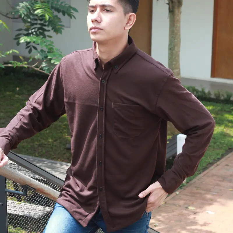 BIGSALE Tweltree Kemeja Kasual Pria Lengan Panjang Katun Pique Premium Casual Fit Tebal  Baju  Hitam Dewasa Murah Distro 4