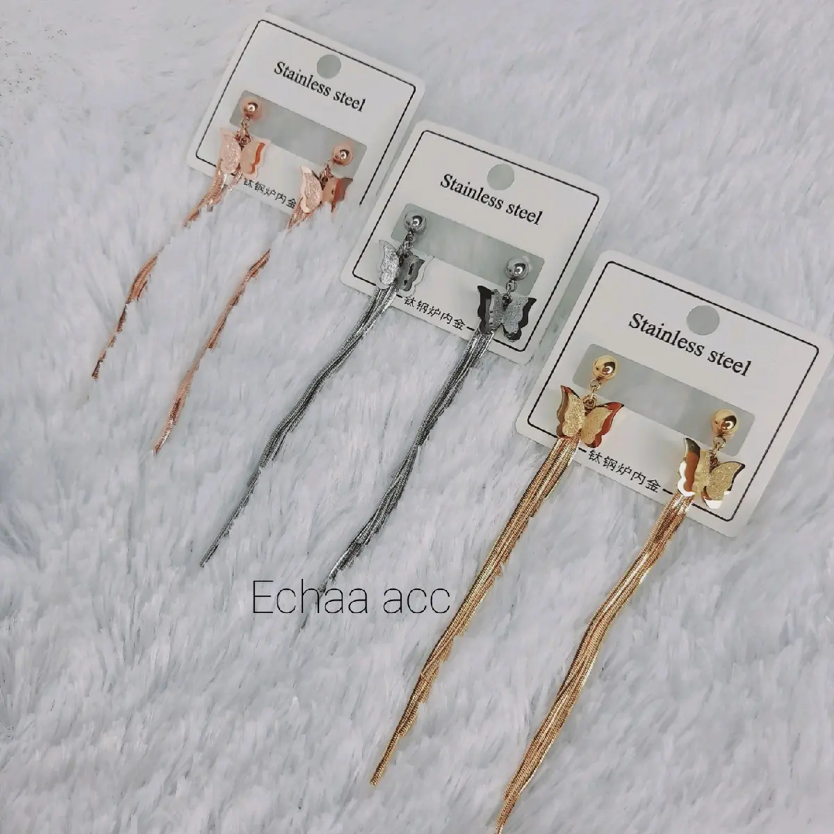 Anting Titanium Kupu Pipih / Anti Luntur dan Karat