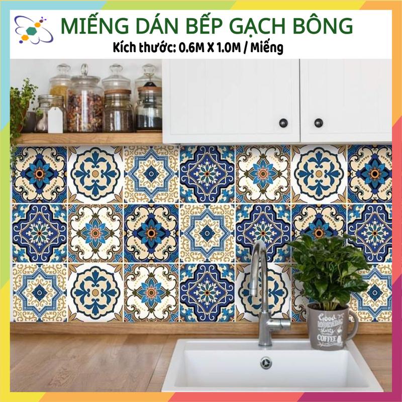  Miếng dán bếp chống dầu mỡ hình gạch bông chất liệu decal chống nước kích thước ngang 0.6m dài 1.0m   miếng keo bám chắc chắn. Decor Phòng 