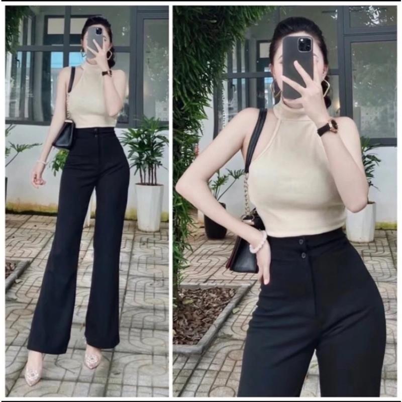 Quần Ống Vẩy 2 Cúc Lưng Cao Tôn Dáng Chất Vải Tuyết Mưa Cao Cấp