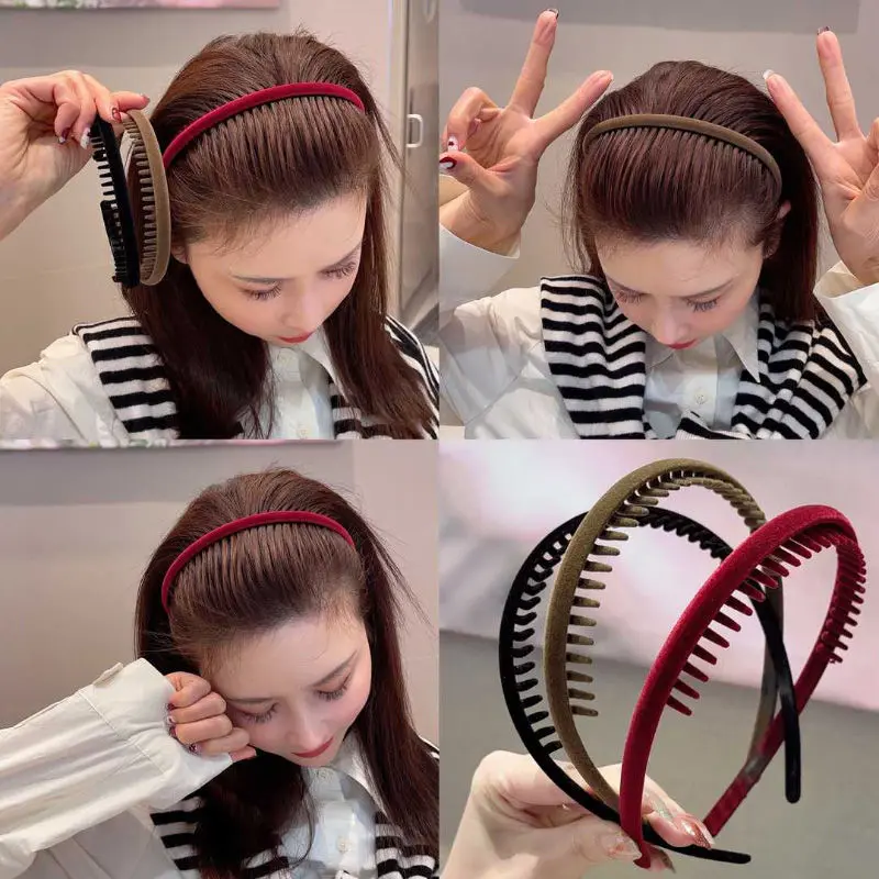 2025 Broken Hair Hairband Internet Celebrity Toothed Hair Clip Hair Hoop for Women Makeup Face Washing Hair Pressing Anti-Slip Artifact Face Mask Headband Hair Accessory
