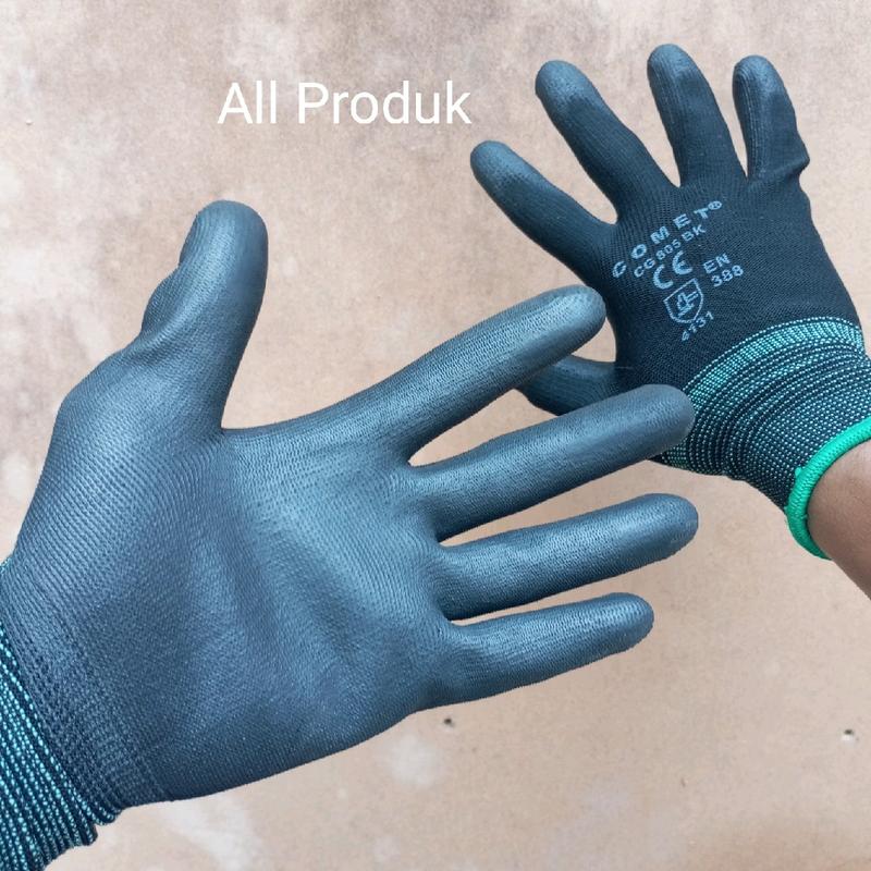 GROSIR 12 Pasang sarung tangan comet hitam safety kerja berkendara palmfitpu glove Karet 3