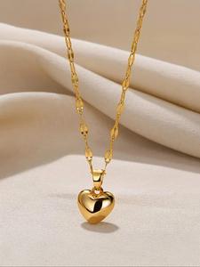 Collar con Colgante en Forma de Corazón para Mujeres y Niñas, Joyería de Acero Inoxidable para Fiesta, Decoración Diaria de Ropa, Joyería Exquisita y Comodín para Regalo de Cumpleaños