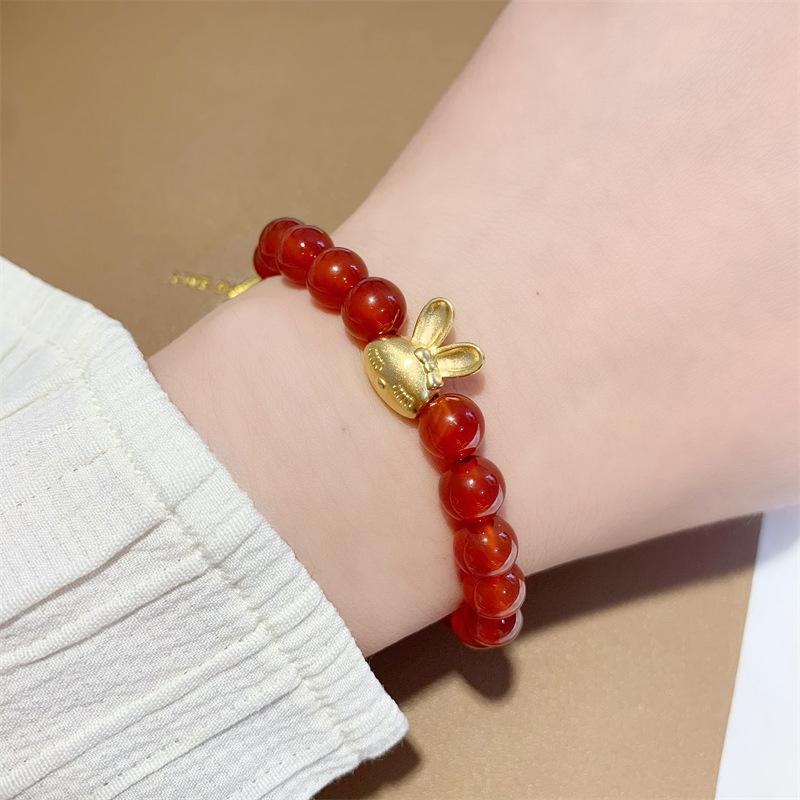 Product Introduction of Vòng Tay Mã Não Đỏ Thỏ Vàng Nhỏ Trang Sức Vàng Chiếm Phí, Năm May Mắn, Vòng Tay Thỏ, Dành Cho Nữ, Không Phai Màu, Năm Kỷ Niệm Mới Năm 2025 vòng  tay  cho  nam vòng  trầm  hương vòng  trầm  hương 8