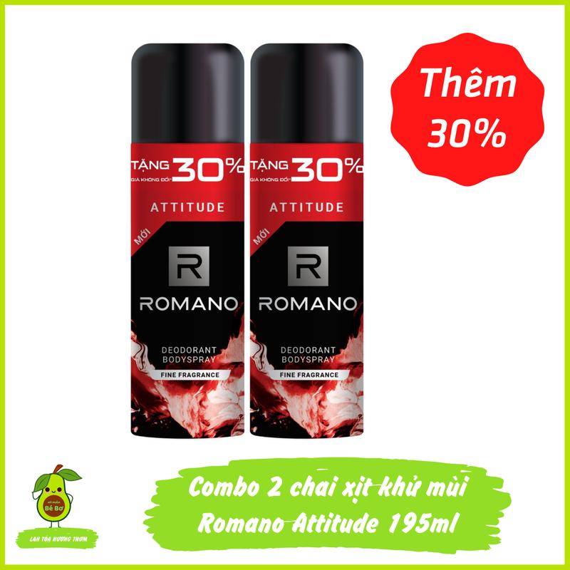 Combo 2 Chai Xịt Khử Mùi Romano Attitude 195ml - Xịt ngăn mùi toàn thân hương nước hoa nam kháng khuẩn ngăn đổ mồ hôi nách xịt nách lưu hương lâu màu đỏ