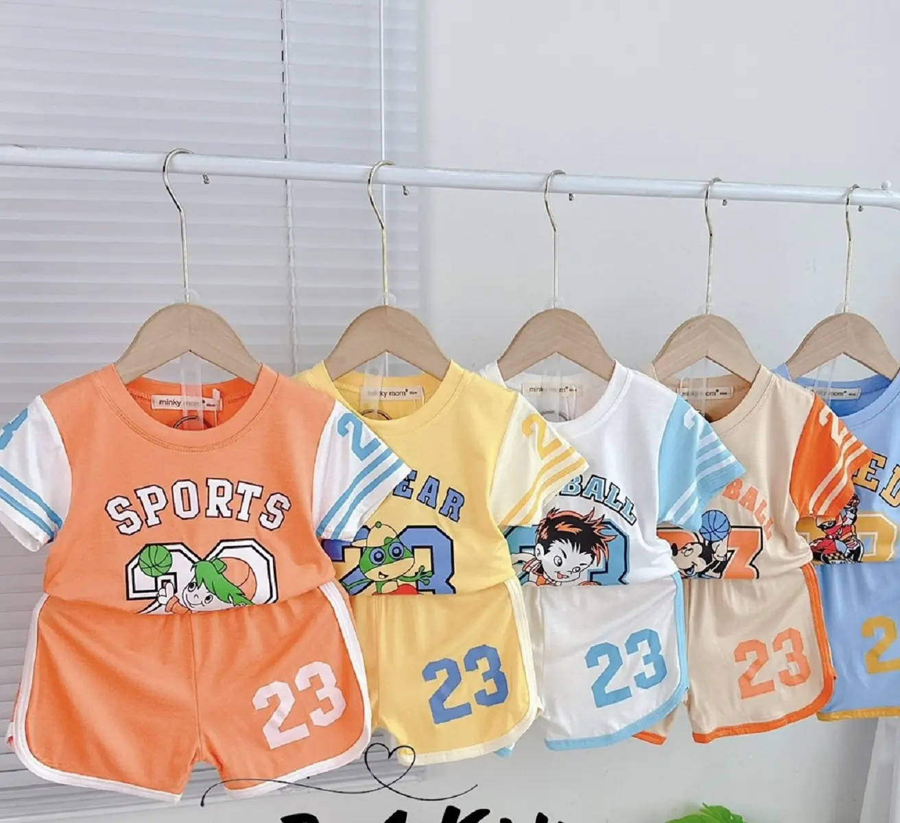 Bộ Cộc Tay Thể Thao 7-18kg Chât thun lạnh mềm mát họa tiết cute cho bé mặc ở nhà, đi học , đi chơi