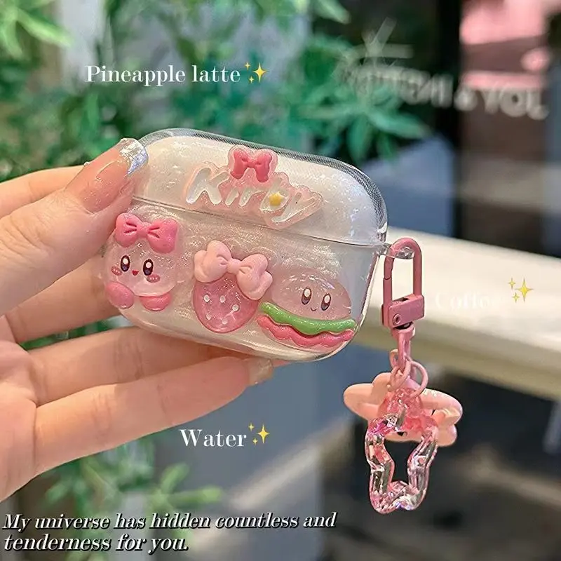 Vỏ bảo vệ tai nghe Kawaii Kirbys Bluetooth , vỏ silicon mềm dễ thương Y2K Airpods Pro Airpods1 / 2 / 3, phim hoạt hình, quà tặng cho bé gái, đồ chơi 0