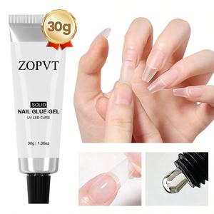Zopvt ソリッドネイルグルージェル 30g 透明ソフトチップジェルパッチ接着剤 UVランプ硬化 ネイルアート強化剤 簡単適用