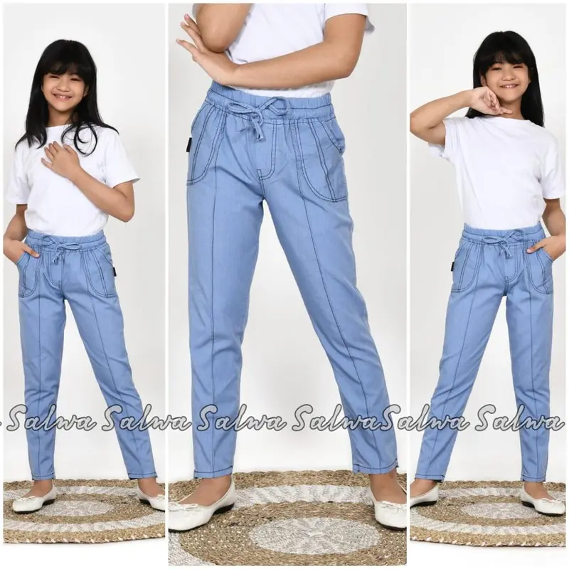 CELANA BAGGY PANTS JEANS ANAK PEREMPUAN JEANS KEKINIAN USIA 5 TAHUN SAMPAI 12 TAHUN 1