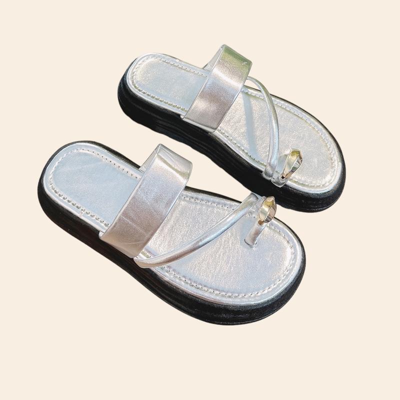 dép nữ Xỏ Ngón Đế Bánh Mì Quai Ngang Đính Mắt Cài T08 DéP GiàY dép quaiphồng dépbánhmì kẹp Shoes