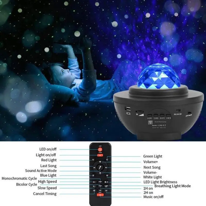 Lampu Proyektor Dengan Speaker Langit Bintang 2in1 Galaxy Nebula Lamp Starry Light Secret Home 4