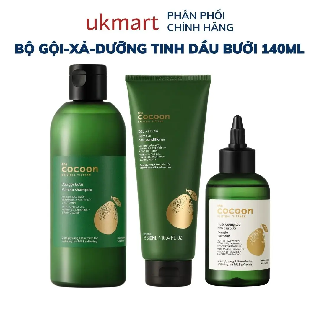 Dầu Gội, Dầu Xả Bưởi, Nước Dưỡng Tinh Dầu Bưởi Cocoon Giảm Rụng&Kích Thích Mọc Tóc 140ml 310ml