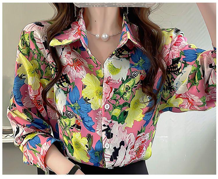Product Introduction of Áo Sơ Mi Hoa Dài Tay Cho Nữ, Phong Cách Mùa Xuân, Sang Trọng Cao Cấp, Trẻ Trung Và Sành Điệu, Áo Voan Cổ bẻ Thanh Lịch 5