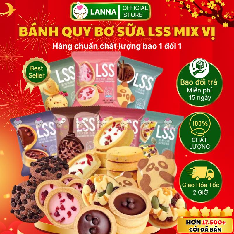 COMBO Bánh Quy Bơ Sữa LSS Mix Vị – Bánh Quy LSS Socola, Sữa Chua Việt Quất – Ăn Vặt Ngon Giòn – Hàng Mới Ngon Chuẩn Vị – Lanna Store