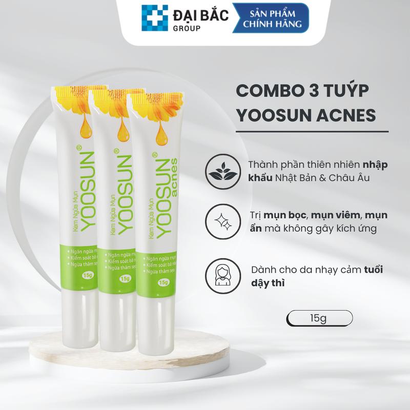 COMBO 3 Tuýp kem ngừa mụn YOOSUN Acnes  15gr/ 1 tuýp Skincare làm đẹp da