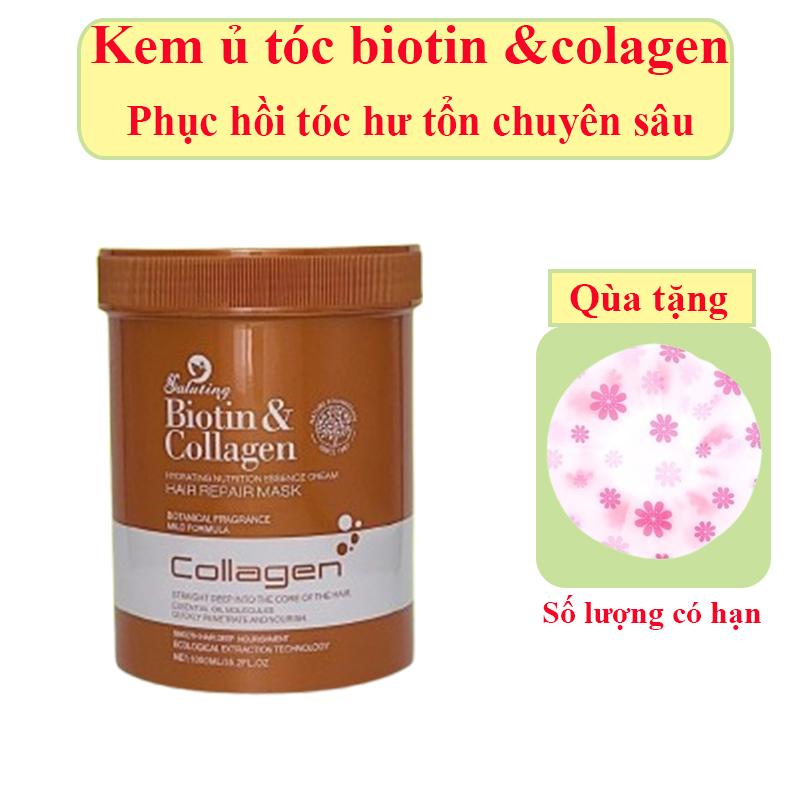 Kem ủ tóc hấp tóc BIOTIN COLLAGEN  1000ML Dầu hấp Chăm sóc tóc  phục hồi tóc hư tổn