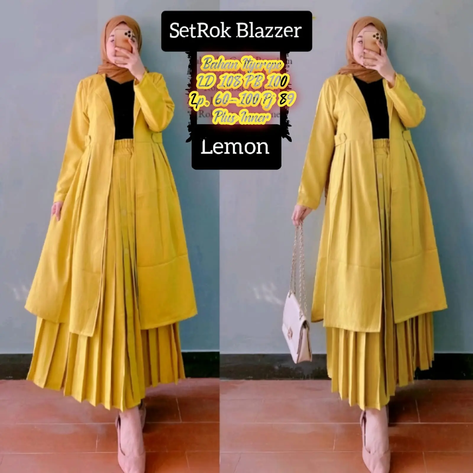 Cardy Set Rok Terbaru 3in1 (Cardy, Inner & Rok) Bahan Itycrepe | Set Rok 3 in 1 Blazzer | Cardy , Inner dan Rok | Best Seller