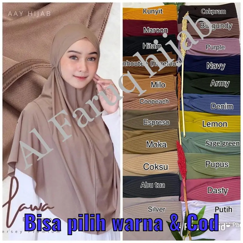 100 ribu dapat 6 pcs Hijab Bergo Jersey Tali Instan Jersey Premium 0