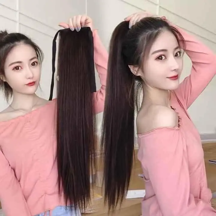 Tóc buộc thẳng dài 60cm tóc tơ lạnh mềm mượt Tóc Giả Wig Tóc Giả Wig