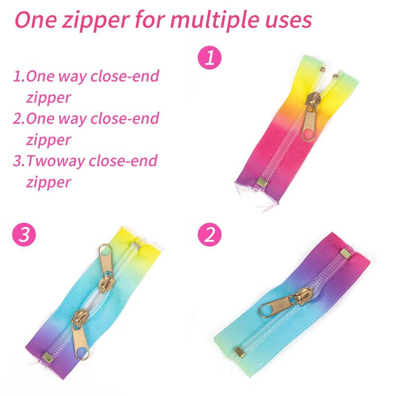 Product Introduction of Colorful Zipper Kit, 1 Set Including No. 5 Nylon Zipper & No. 5 Zipper Sliders & No. 5 Accessories, Diy Sewing Accessories for Clothes, Bags, Coats 5