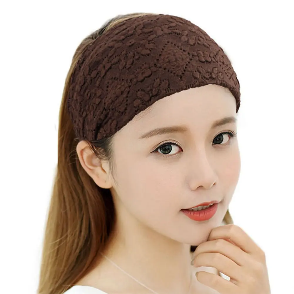 Băng Đô Rộng Bên Hông, Băng Đô Ren Lưới Rỗng Cầm Tay Băng Đô Quấn Đầu Co Giãn Hình Hoa Cho Bé Gái