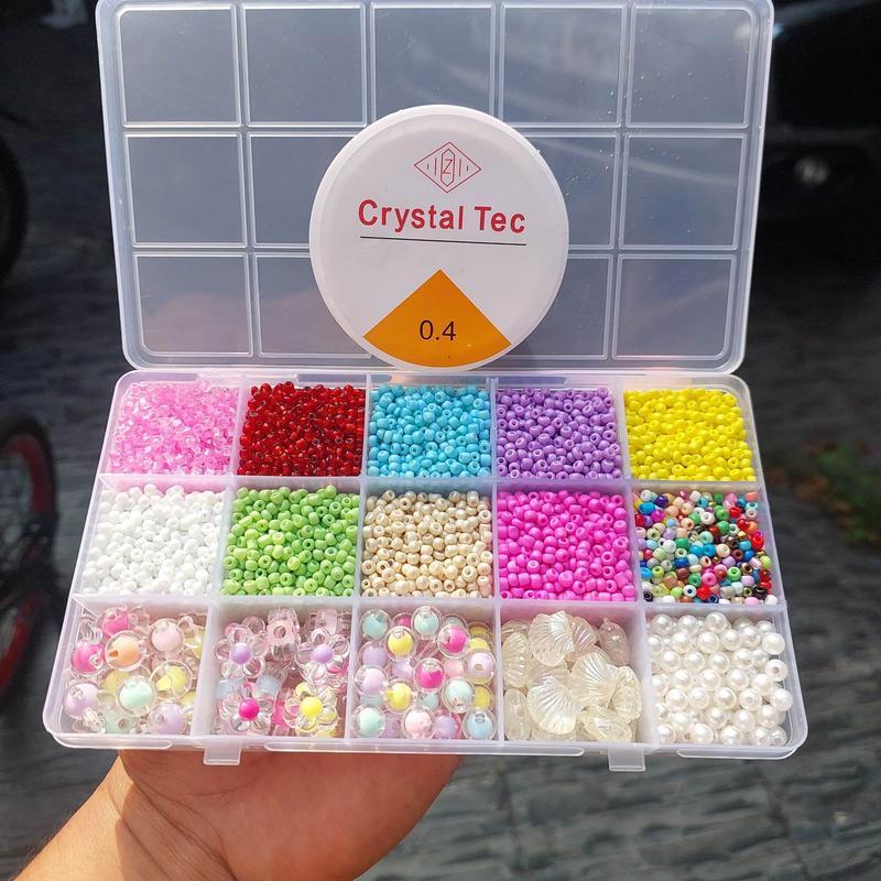 Product Introduction of Murah nursa manik Manik Manik Pasir Mix Saries 8/o 3mm ++ Manik Topping Clear Set Box (Free Senar Elastis)COD 10