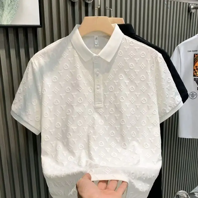 Áo Thun Ngắn Tay, Thời Trang Sang Trọng Giá Cả Phải Chăng Cho Nam, Áo Polo Thường Ngày Vải Jacquard, Thoải Mái Và Thoáng Khí, Thích Hợp Cho Mùa Hè, Phong Cách Trẻ Trung, Ve Áo Mỏng, Năm 2025