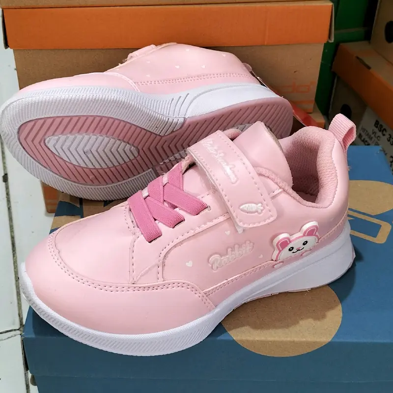 sepatu Ando anak cewek CUTE RABBIT hitam merah muda 2