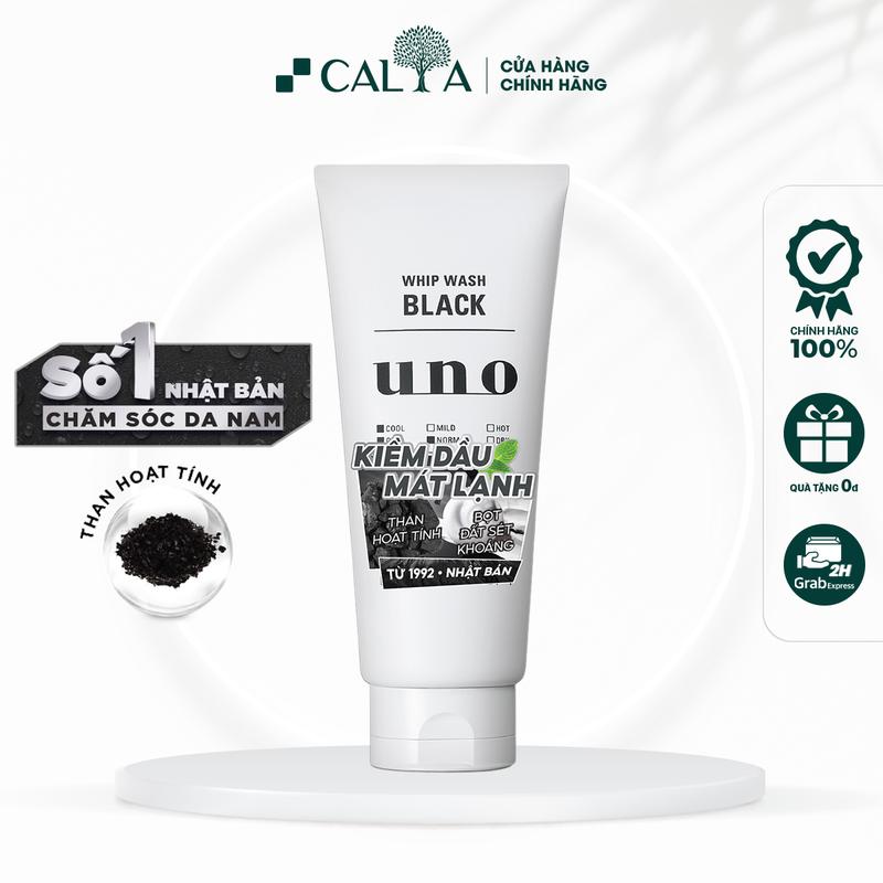 Sữa Rửa Mặt Uno Cho Nam Giới, Sạch Dầu Nhờn, Mát Lạnh Tạo Bọt - UNO Whip Wash Black 130g