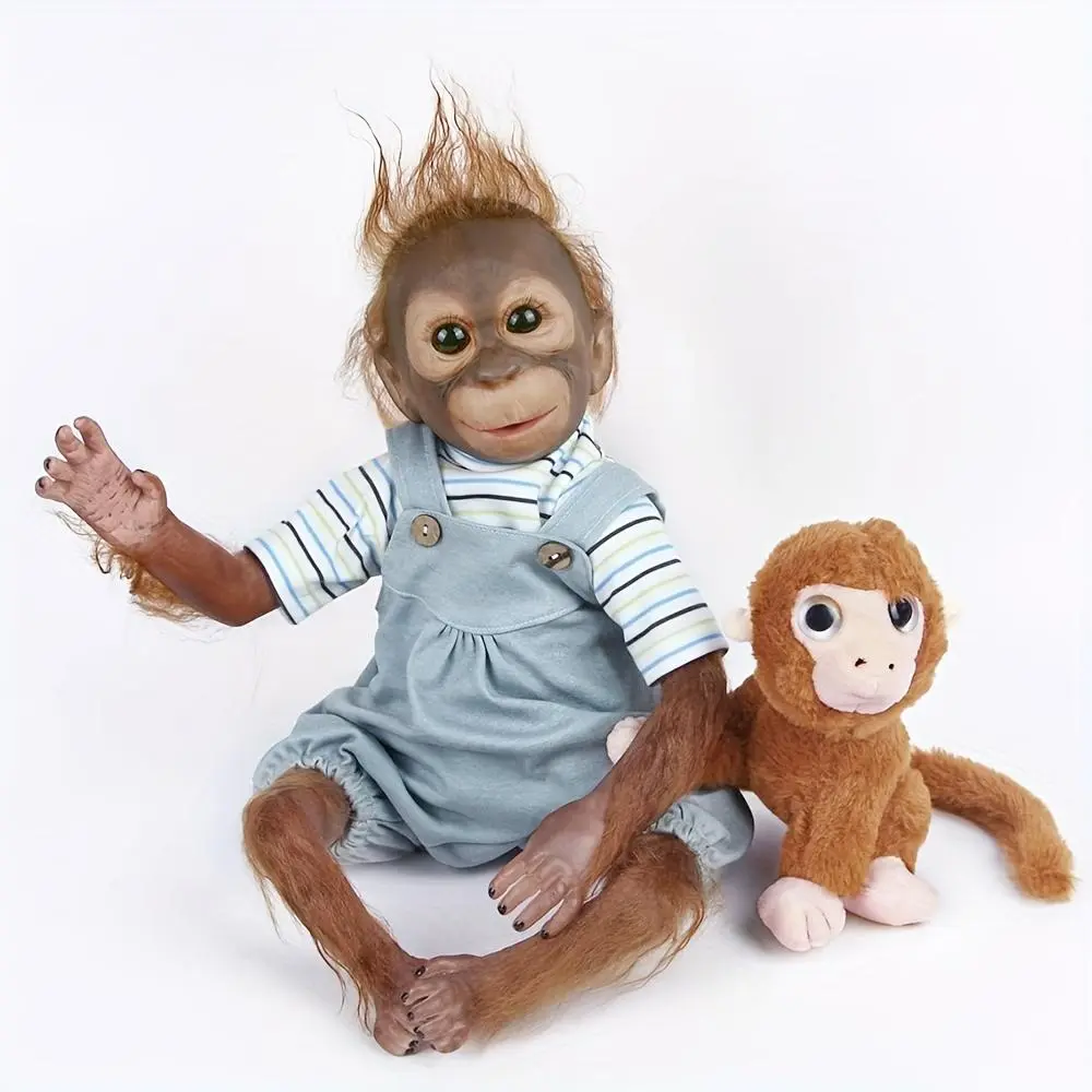 Reborn Monkey Doll, 1 Count Simulated Hair Ape Doll with Movable Limbs for Christmas Gift, Gorilla Teddy, Realistic Stuffed Animal Plush Toy for Kids, Stocking Fillers Gift, Christmas Gift Ideas, Kids Toys