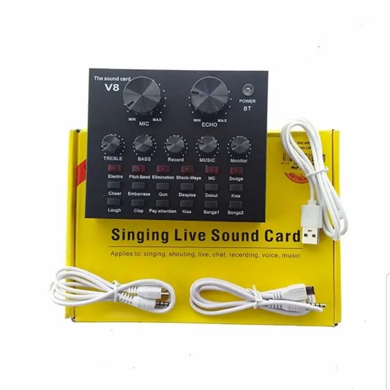 Sound card V8 Bluetooth Mixer SoundCard V8 Audio Interface USB External Soundcard Live Broadcast Microphone Headset V8 3