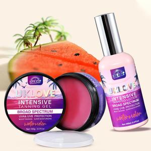 Tanning Gel & Tanning Cream Set, Moisturizing SPF15+ Watermelon/ Peach Fragrance Self Tanner, Hydrating Skincare Product for Women & Men