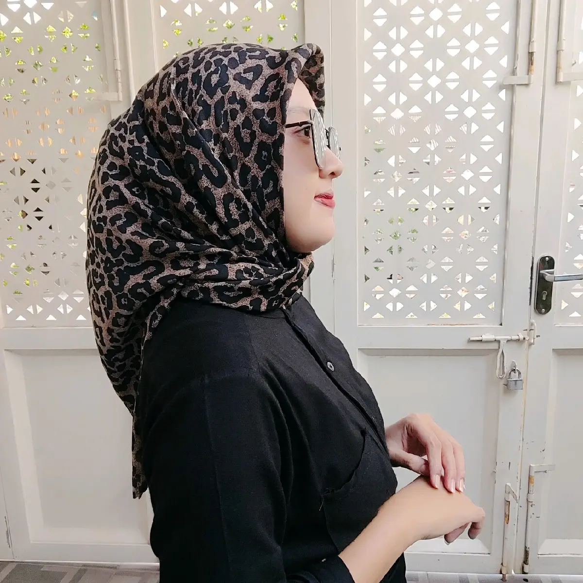 Hijab Segiempat Motif Leopard Macan Laser cut