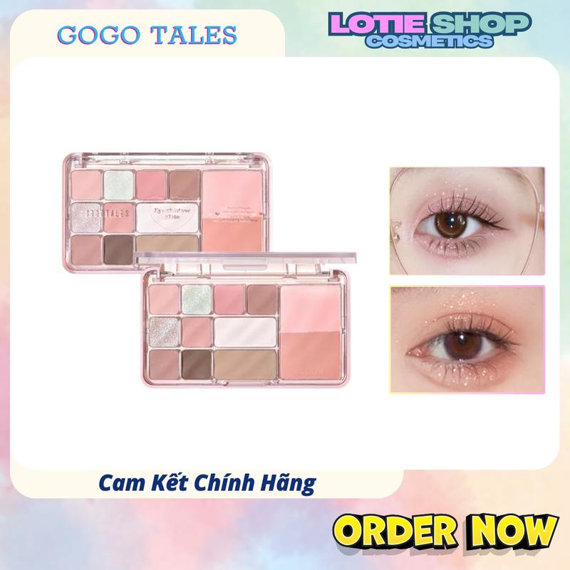  GOGO TALES Bảng phấn mắt má kèm tạo khối 12 ô màu 4in1 Gogotales Heart Racing nhũ sáng mịn GT724 