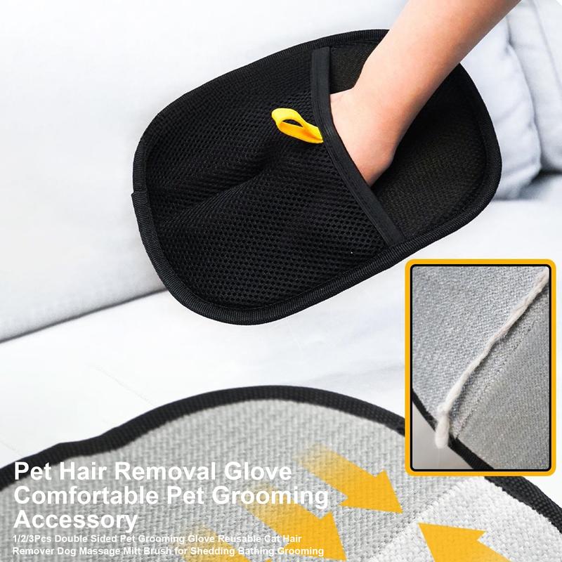 1/2/3Pcs Double Sided Pet Grooming Glove Reusable Cat Hair Remover Dog Massage Mitt Brush for Shedding Bathing Grooming 1