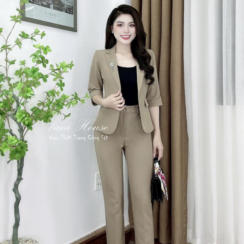 TJ62A Set nguyên bộ quần dài Áo Vest nữ tay lỡ Women Top