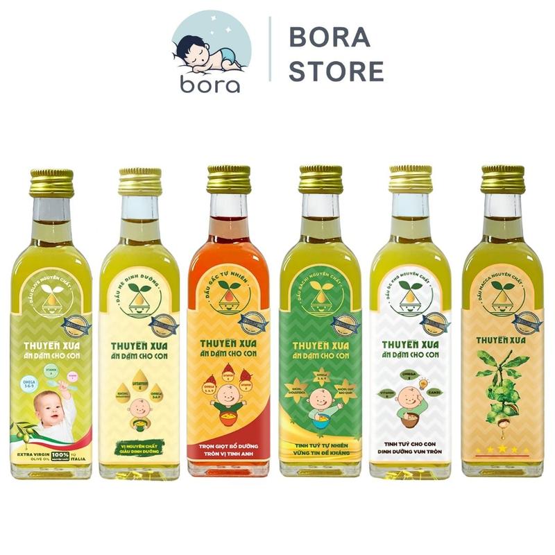  Dầu ăn dặm cho bé Thuyền Xưa nguyên liệu hạt tự nhiên  Oliu Macca Óc chó Gấc Sachi Mè  chai 65 250ml 